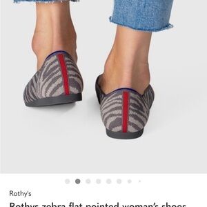 Rothy's Zebra Pattern Flats - Gray and Red Accents